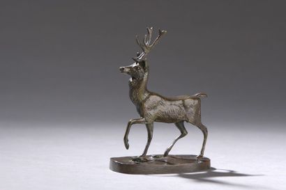 null Antoine Louis Barye (1796-1875 Paris)


Cerf la jambe levée


Modèle de 1838.


Bronze...