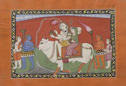 null Illustrations de quatre divinités, Durga, Rama, Civa et Surya. Cachemire, fin...
