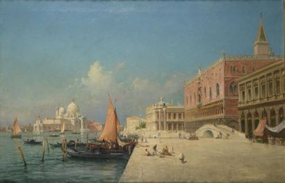 null Raphaël Luc PONSON (1835-1904)


Gondoles à Venise 


Huile sur toile. 


Signée...