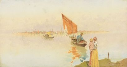 null Raffaele MAINELLA (1856-1941)


Mère et son enfant face à la lagune de Venise.


Aquarelle.


Signée...