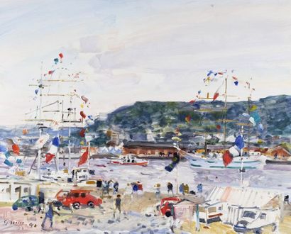 null Gaston SEBIRE (1920-?2001)


Vue d’un port avec bateaux et drapeaux français


Huile...