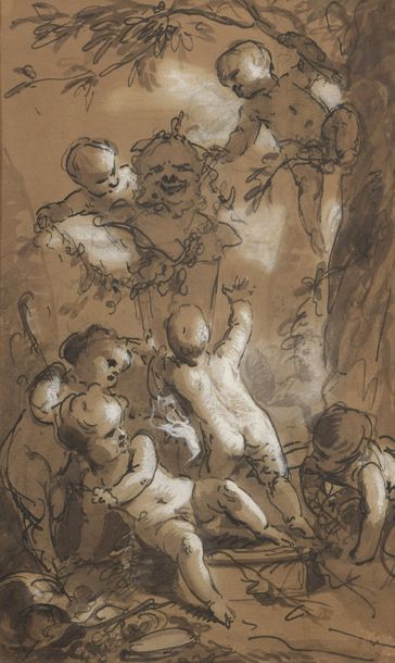 null Jacob de WIT (Amsterdam 1695-1754)


Putti couronnant une statue


Plume et...