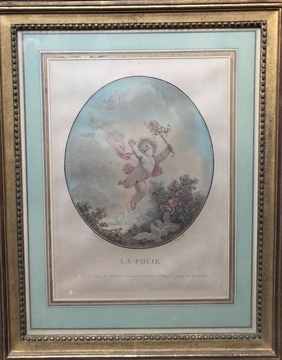 null Deux gravures en couleurs d'après Fragonard par Janinet 
L'Amour et la Folie...