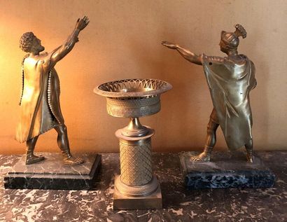 null Deux personnages en bronze ciselé et doré du Serment des Horaces, XIXème siècle
H...