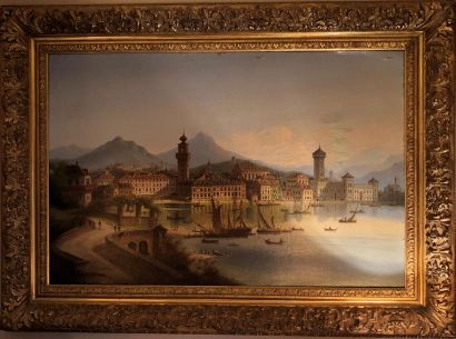 null Johann Wilhelm JANKOWSKI (c.1825-1870)
Rive du lac de Garde en Italie
Huile...