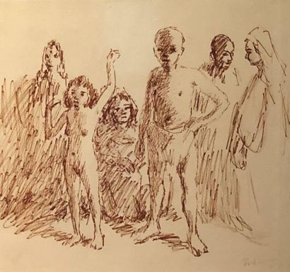 null Robert PIKELNY (1904-1986)
Enfants
Feutre sépia sur papier, signé en bas à droite
A...