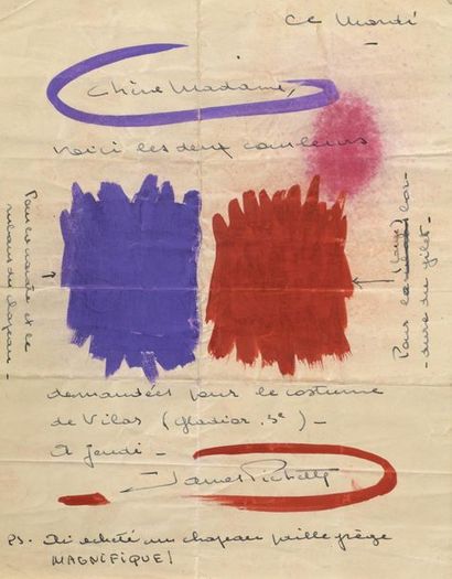 null James PICHETTE (1920-1996)
Etude de couleurs pour un costume de Vilas
Gouache...