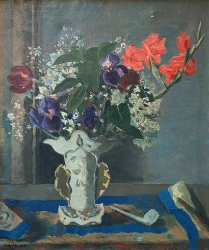 null Roland OUDOT (1897-1981)
Nature morte à la pipe et au bouquet de fleurs
Huile...