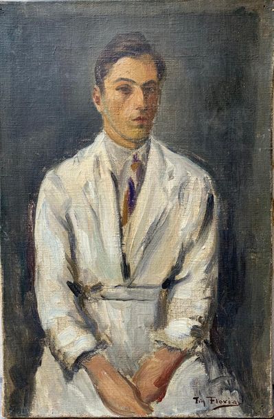 null Tin FLORIAS (1897-1969)
Petit paysage à Corfou et portrait d'homme.
Deux huiles...