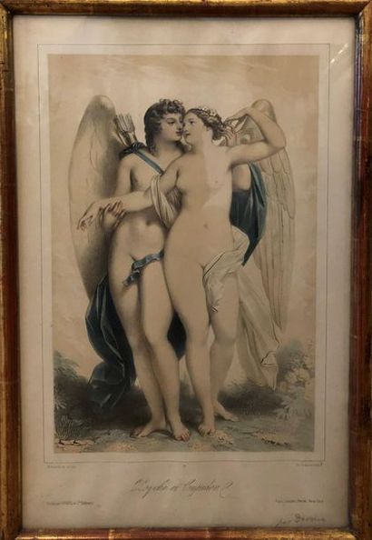 null Bacchus et Ariane, Psyché et Cupidon
Deux gravures en couleurs par Lemercier,...