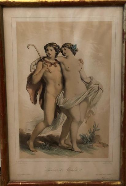 null Bacchus et Ariane, Psyché et Cupidon
Deux gravures en couleurs par Lemercier,...