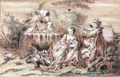 null D'après François BOUCHER (1703-1770)
La leçon de musique
Technique mixte sur...