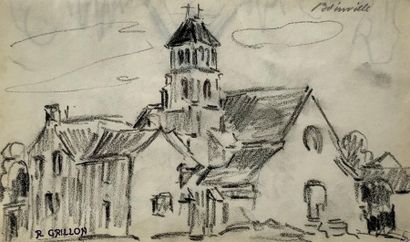 null Roger GRILLON (1881-1938)
Une église
Pastel sur papier, cachet d'atelier en...