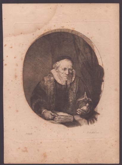 Francesco Novelli (1764-1836). Jan Cornelis Sylvius copie au verso d'après Rembrandt.... Gazette Drouot