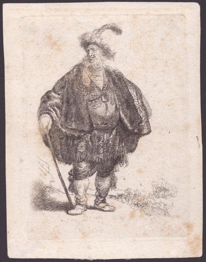 Rembrandt van Rijn (Leiden 1606-Amsterdam 1669). The Persian Gravure, 106 x 79 mm... Gazette Drouot