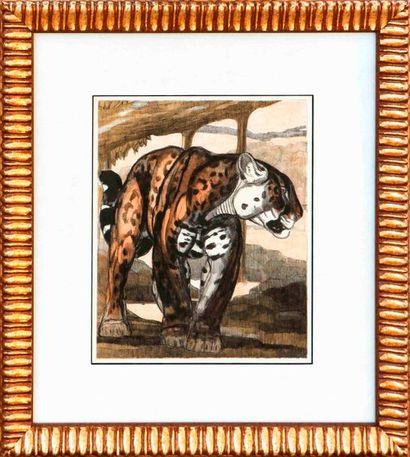  Paul JOUVE (1878-1973), d'après Jaguar Lithographie en couleur sur papier 24,5 x... Gazette Drouot