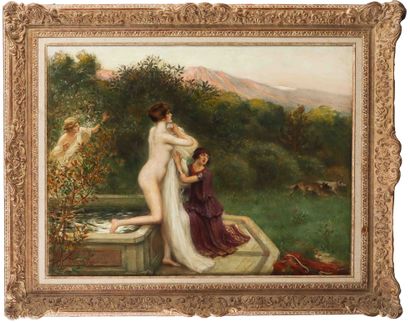 Albert LYNCH (1851-1912). Diana surprised. Oil on canvas. Signed lower left. Titled... Gazette Drouot