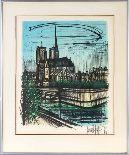  Bernard BUFFET (1928-1999) Notre Dame de Paris - 1968 Lithographie en couleur sur... Gazette Drouot