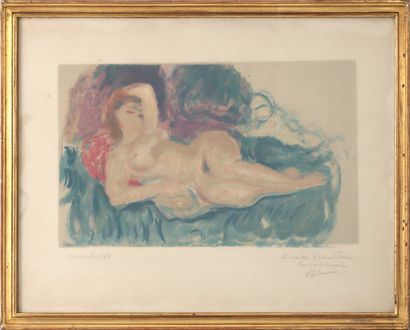  Charles CAMOIN (1879-1965) Nu allongé Lithographie en couleur sur papier Signé et... Gazette Drouot