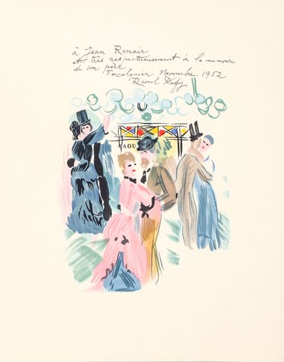  Raoul DUFY (1877-1953) Hommage à Jean Renoir - 1952 Lithographie en couleur sur... Gazette Drouot