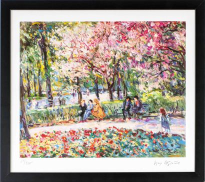  Max AGOSTINI (1914-1997) Dans les jardins du Trocadéro Epreuve en couleur sur papier... Gazette Drouot