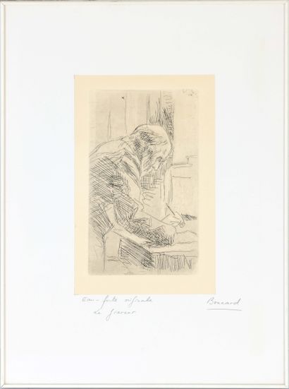  Pierre BONNARD (1867-1947) Le graveur - 1937 Eau-forte en noir sur papier 23 x 15... Gazette Drouot