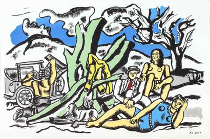  Fernand LEGER (1881-1955) Le déjeuner sur l'herbe Lithographie en couleur sur papier... Gazette Drouot