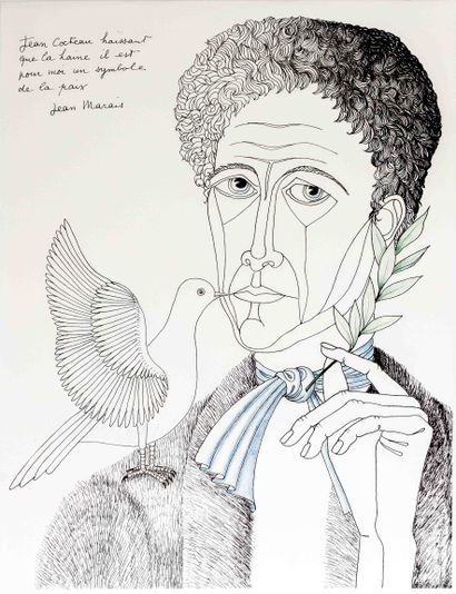  Jean MARAIS (1913-1998) Cocteau la paix Epreuve en couleur sur papier Signé (dans... Gazette Drouot