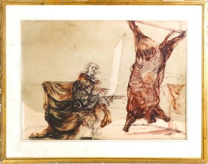  Claude WEISBUCH (1927-2014) Hommage à Rembrandt, le bœuf écorché Lithographie en... Gazette Drouot