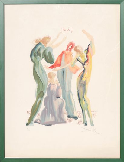  Salvador DALI (1904-1989) La danse (101e planche de la Divine Comédie) Lithographie... Gazette Drouot