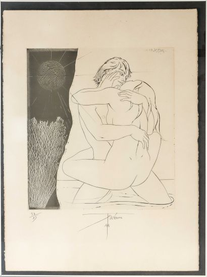  Pierre-Yves TREMOIS (1921-2020) Couple - 1974 Gravure en noir sur papier Signé et... Gazette Drouot