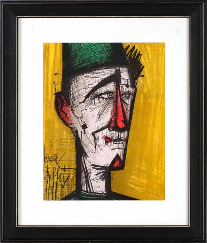  Bernard BUFFET (1928-1999) Le clown Jojo Lithographie en couleur sur papier Mourlot... Gazette Drouot