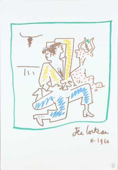  Jean COCTEAU (1889-1963) Flamenco - 1968 Color lithograph on paper Signed and dated... Gazette Drouot