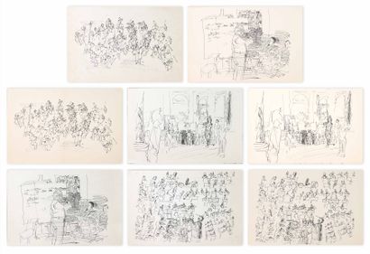  Raoul DUFY (1877-1953) Sujets divers Lot de 8 épreuves en noir sur papier (3 sur... Gazette Drouot