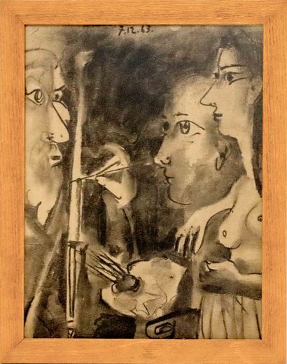  Pablo PICASSO (1881-1973), d’après Le peintre - 1963 Lithographie en noir sur papier... Gazette Drouot