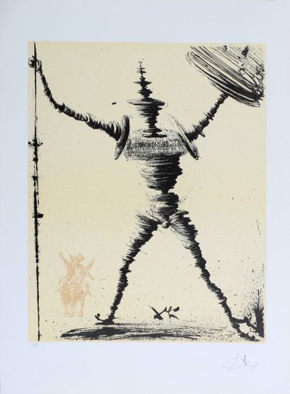  Salvador DALI (1904-1989) Don Quichotte (Série Don Quichotte) Lithographie en couleur... Gazette Drouot
