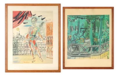  Raoul DUFY (1877-1953) L'orchestre / L'arlequin Paire de lithographies en couleur... Gazette Drouot