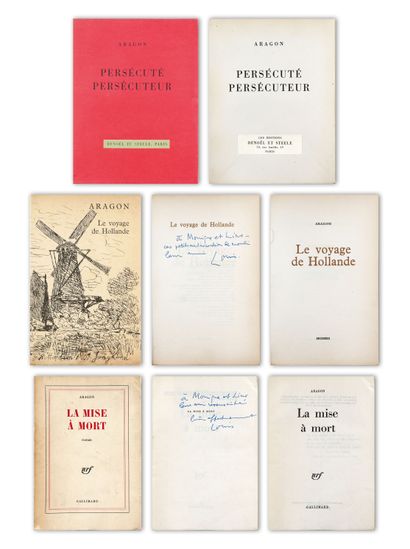  LITTÉRATURE Louis ARAGON Réunion de 3 ouvrages : - Le voyage en Hollande - 1964... Gazette Drouot