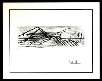  Bernard BUFFET (1928-1999). Sauterelle. Gravure en noir sur papier. Cachet de la... Gazette Drouot