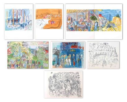  Raoul DUFY (1877-1953) Sujets divers Lot de 8 épreuves sur papier (6 en couleur... Gazette Drouot