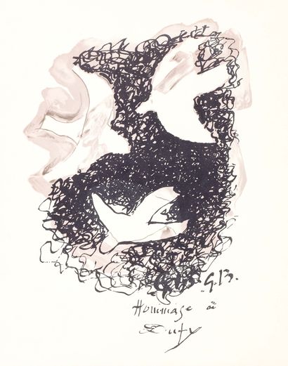  Georges BRAQUE (1882-1963) Hommage à Dufy Lithographie en couleur sur papier Mourlot... Gazette Drouot