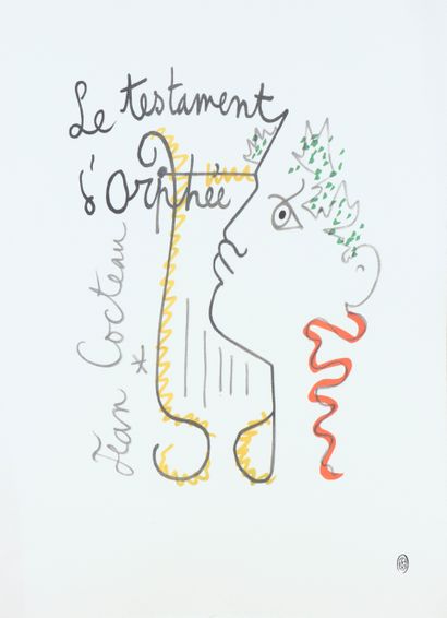  Jean COCTEAU (1889-1963) Le testament d'Orphée Lithographie en couleur sur papier... Gazette Drouot