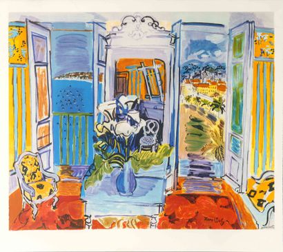  Raoul DUFY (1877-1953) Intérieur à la fenêtre ouverte Lithographie en couleur sur... Gazette Drouot