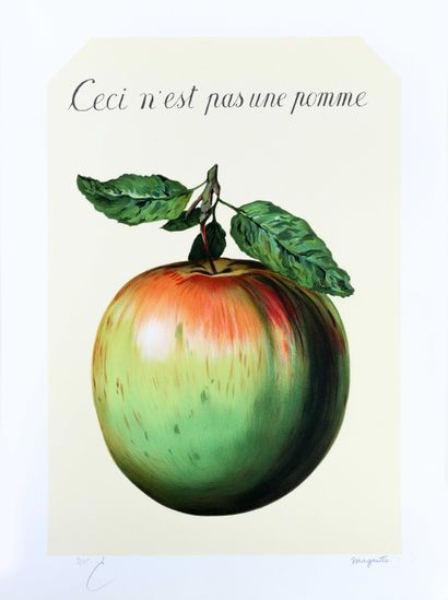  René MAGRITTE (1898-1967) Ceci n'est pas une pomme Lithographie en couleur sur papier... Gazette Drouot