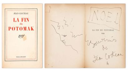  Jean COCTEAU (1889-1963). Profile at Christmas. Brown ink on title page of the book... Gazette Drouot