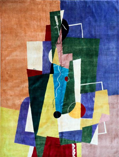  Gino SEVERINI (1883-1966), d’après. Composition au personnage. Tapis-tapisserie... Gazette Drouot