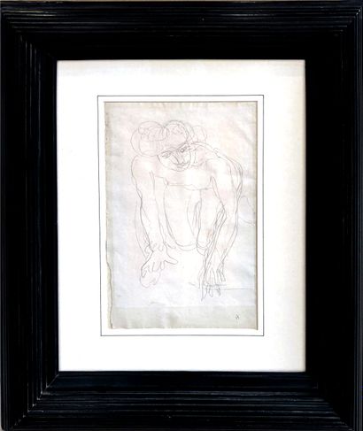  Auguste RODIN (1840-1917). Femme nue à quatre pattes - vers 1896/1898. Graphite... Gazette Drouot