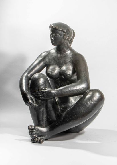  Antoniucci VOLTI (1915-1989). Océane. Sculpture en bronze à patine noire. J. Capelli... Gazette Drouot