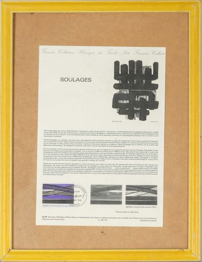  Pierre SOULAGES (1919-2022) First Day Sheet - 1986 Sheet with First Day stamp and... Gazette Drouot