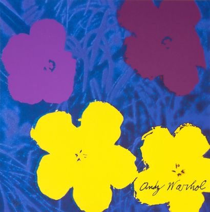  Andy WARHOL (1928-1987), d'après Flowers sur fond bleu Sérigraphie en couleur sur... Gazette Drouot